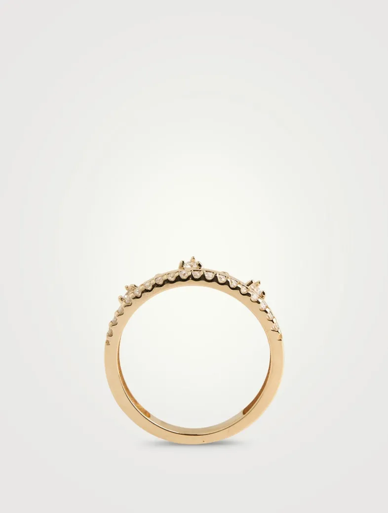 Cléo 14K Gold Pavé Crown Ring With Diamonds
