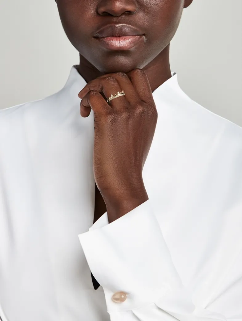 Cléo 14K Gold Pavé Crown Ring With Diamonds
