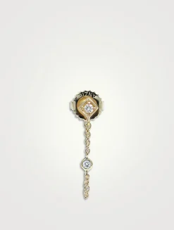 Cléo 14K Gold Rhombus Chain Earring With Diamonds