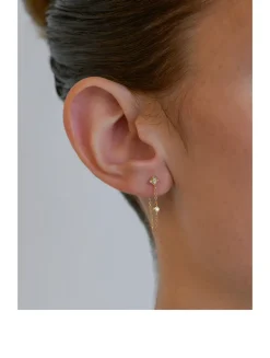 Cléo 14K Gold Rhombus Chain Earring With Diamonds