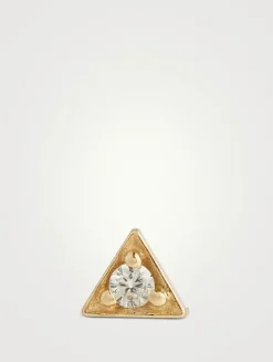 Cléo 14K Gold Triangle Stud Earring With Diamond