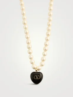 Coeur Royal Faux Pearl Necklace With Crystal