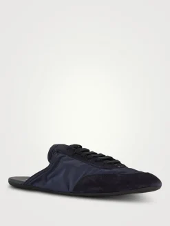 Collapse Re-Nylon And Suede Sneaker Mules