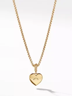 Compass Heart Amulet In 18k Yellow Gold With Center Diamond