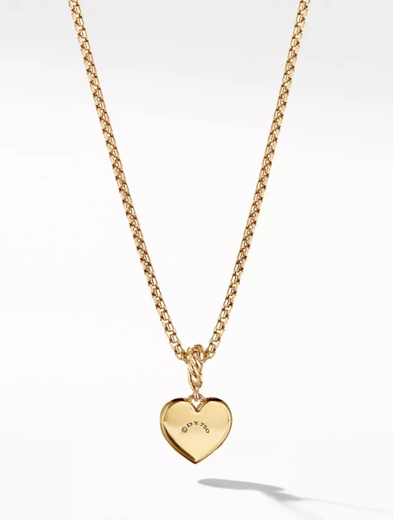 Compass Heart Amulet In 18k Yellow Gold With Center Diamond