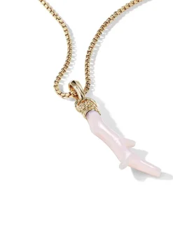Coral Amulet With Pink Opal And 18k Yellow Gold