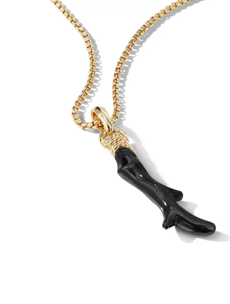 Coral Amulet With Pink Opal And 18k Yellow Gold