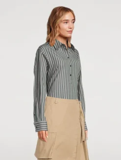 Corsala Poplin Shirt In Stripe Print