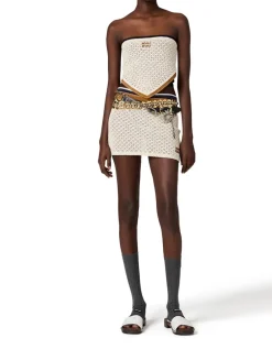 Cotton And Suede Miniskirt