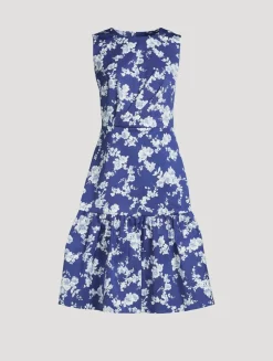 Cotton Faille Dress In Floral Print