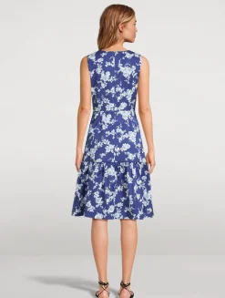 Cotton Faille Dress In Floral Print