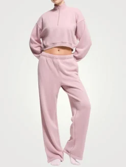 Cotton Fleece Cropped Half-Zip Sweatshirt