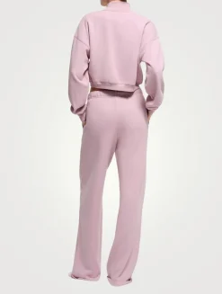 Cotton Fleece Cropped Half-Zip Sweatshirt