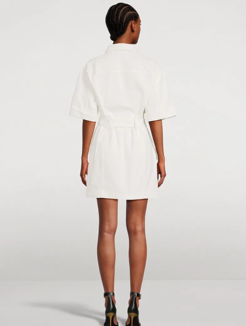 Cotton Gabardine Lace-Up Shirt Dress