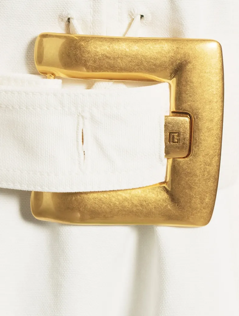 Cotton Gabardine Lace-Up Shirt Dress