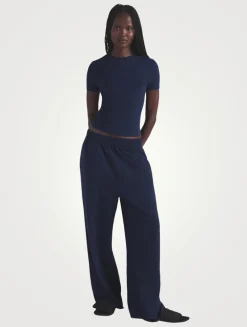 Cotton Jersey Wide-Leg Pants