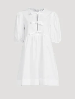 Cotton Poplin Tie String Mini Dress