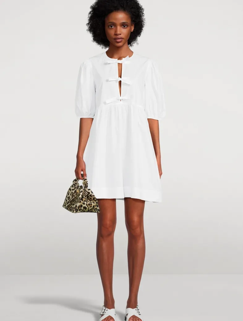 Cotton Poplin Tie String Mini Dress