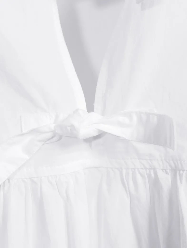 Cotton Poplin Tie String Mini Dress