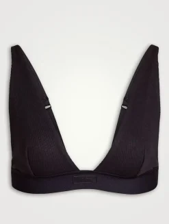 Cotton Rib Plunge Bralette