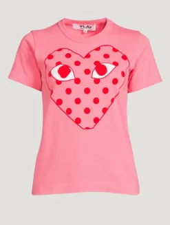 Cotton T-Shirt With Big Polka Dot Heart
