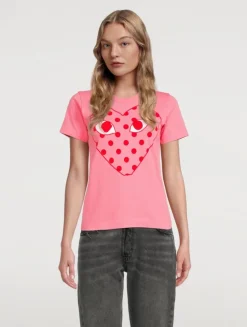Cotton T-Shirt With Big Polka Dot Heart