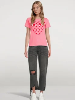 Cotton T-Shirt With Big Polka Dot Heart