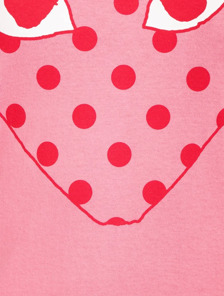 Cotton T-Shirt With Big Polka Dot Heart