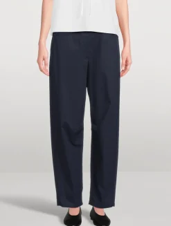 Cotton Twill Barrel-Leg Trousers