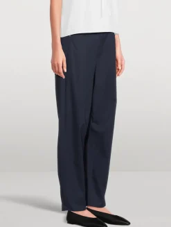 Cotton Twill Barrel-Leg Trousers