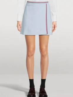 Cotton Waffle Wrap Mini Skirt