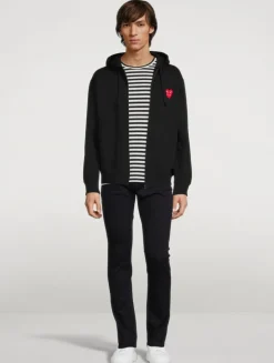 Cotton Zip Hoodie With Overlapping Heart