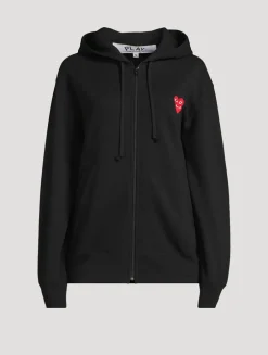 Cotton Zip Hoodie With Overlapping Heart