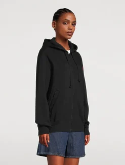 Cotton Zip Hoodie With Overlapping Heart