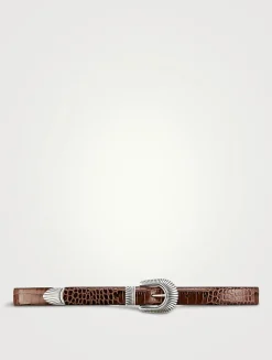 Cowboy Croc-Embossed Leather Belt