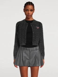 Cropped Cable-Knit Cardigan