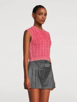 Cropped Cable-Knit Sweater Vest