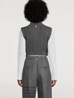 Cropped Cable-Knit Wool Vest