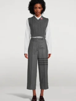 Cropped Cable-Knit Wool Vest