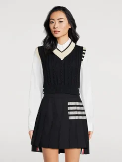 Cropped Cable-Knit Wool Vest