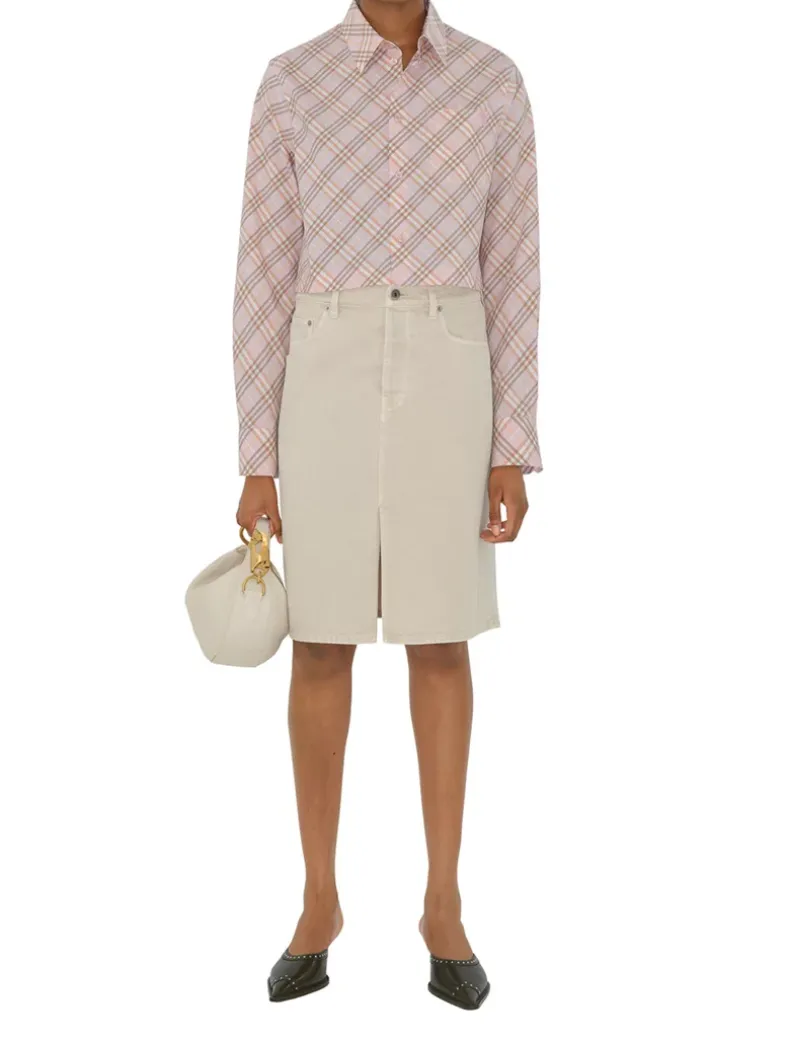 Cropped Check Cotton Shirt