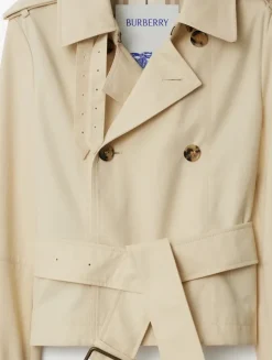 Cropped Cotton Blend Trench Jacket