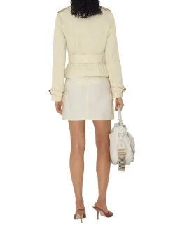 Cropped Cotton Blend Trench Jacket