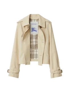 Cropped Cotton Blend Trench Jacket