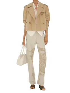 Cropped Gabardine Trench Jacket