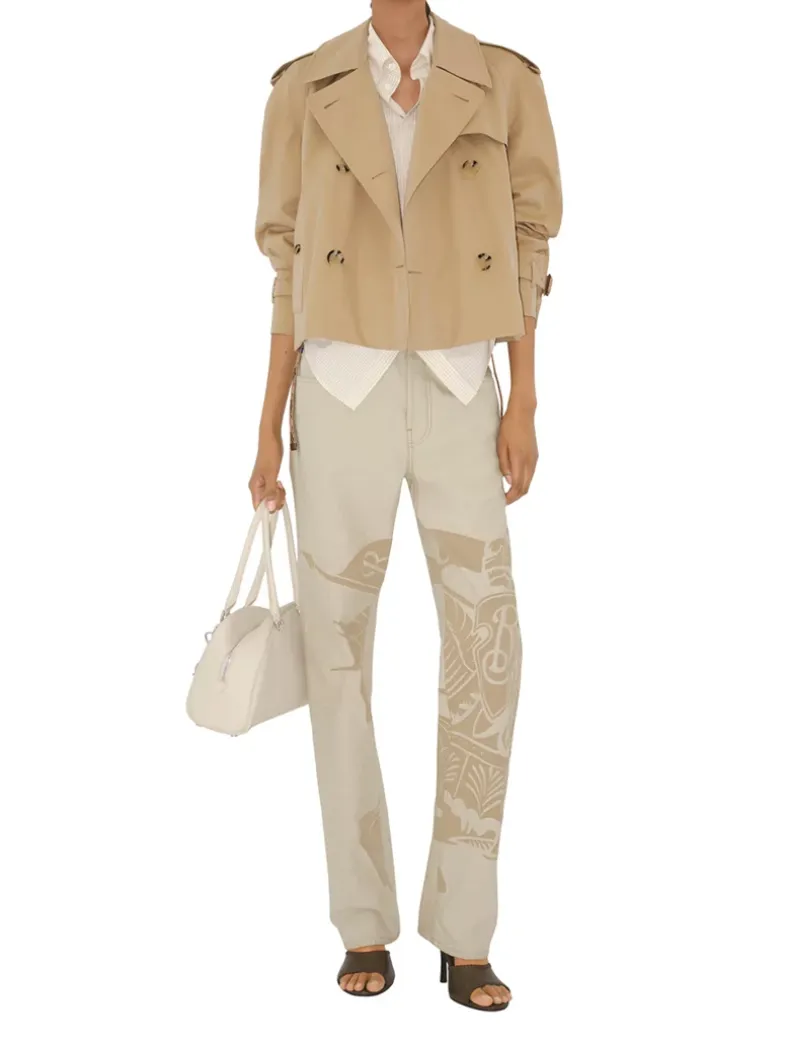 Cropped Gabardine Trench Jacket