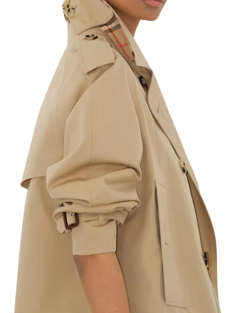 Cropped Gabardine Trench Jacket