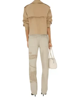 Cropped Gabardine Trench Jacket