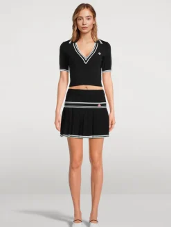 Cropped Knit Polo Shirt