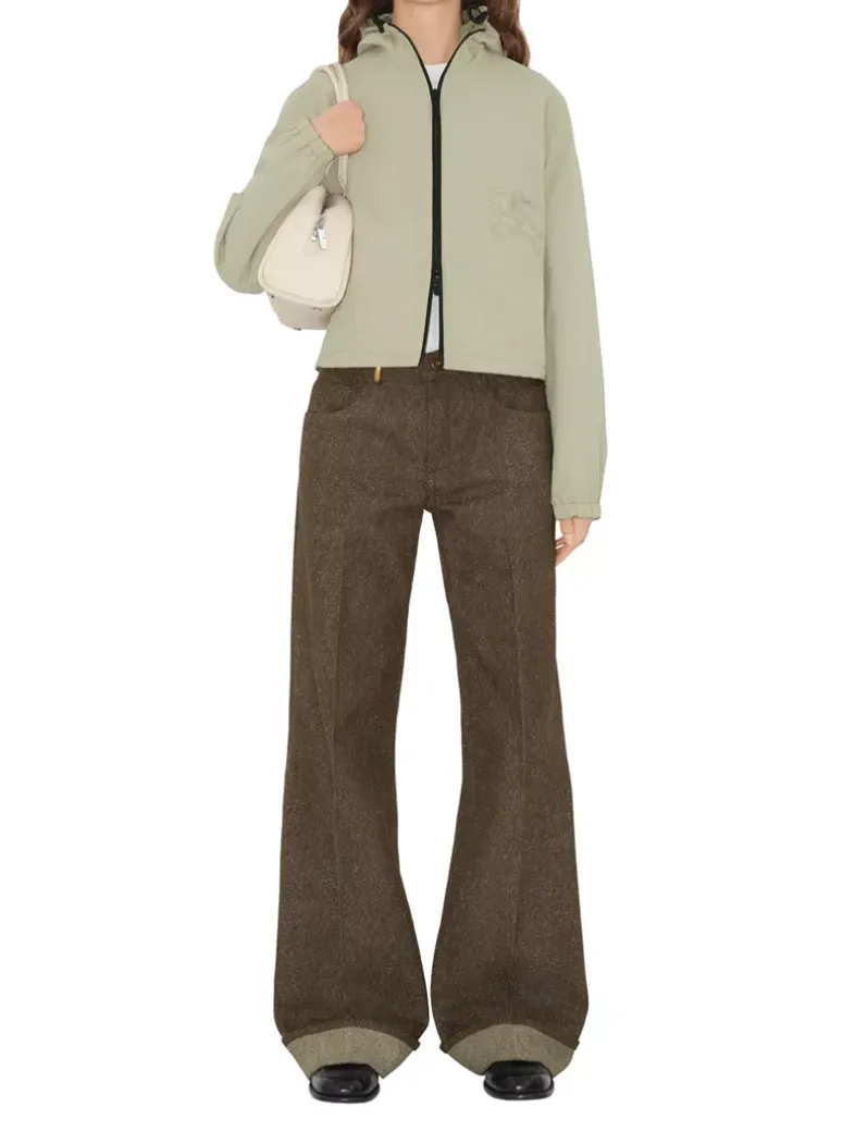 Cropped Reversible Check Hooded Jacket